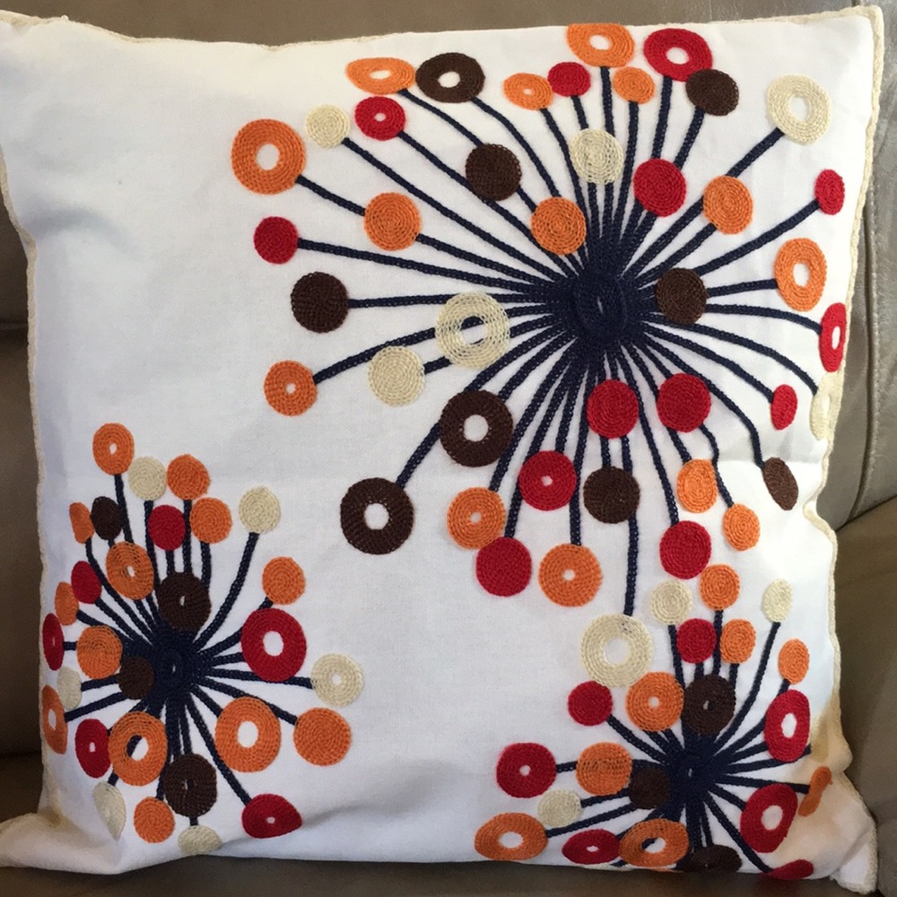Moroccan starburst embroidered pillow covers 17”sq